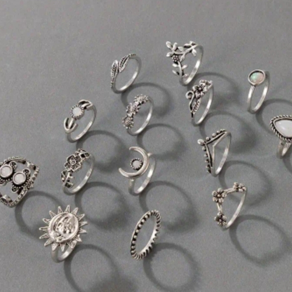 NEW set of 14 boho style stacking rings Great stocking stuffer! - Picture 2 of 6